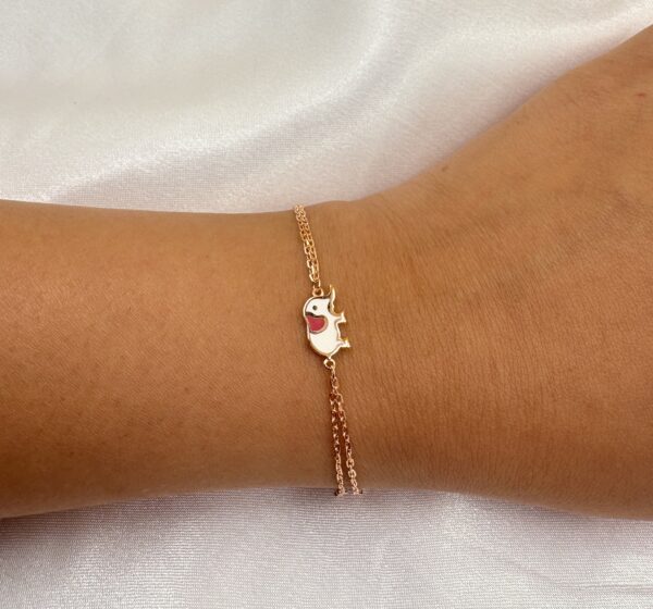 92.5 Sterling Silver Elephant Charm Bracelet with Enamel Detailing