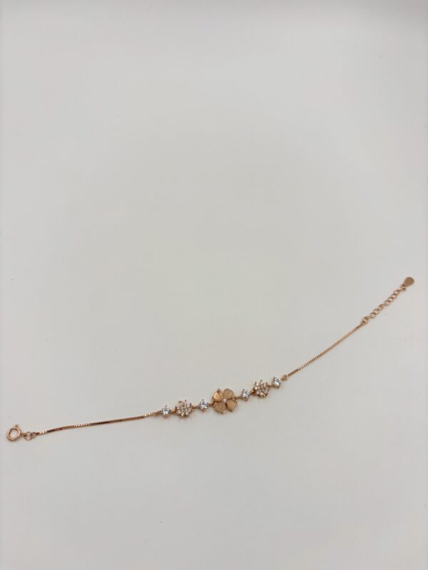 92.5 Sterling Silver Four-Leaf Clover Bracelet with CZ Clusters - Image 2