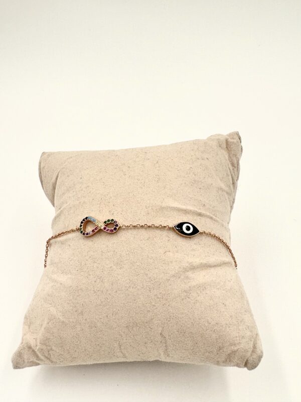 Sterling Silver Evil Eye Infinity Bracelet - Multicolor CZ Accents