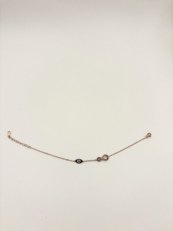 Sterling Silver Evil Eye Infinity Bracelet - Multicolor CZ Accents - Image 2