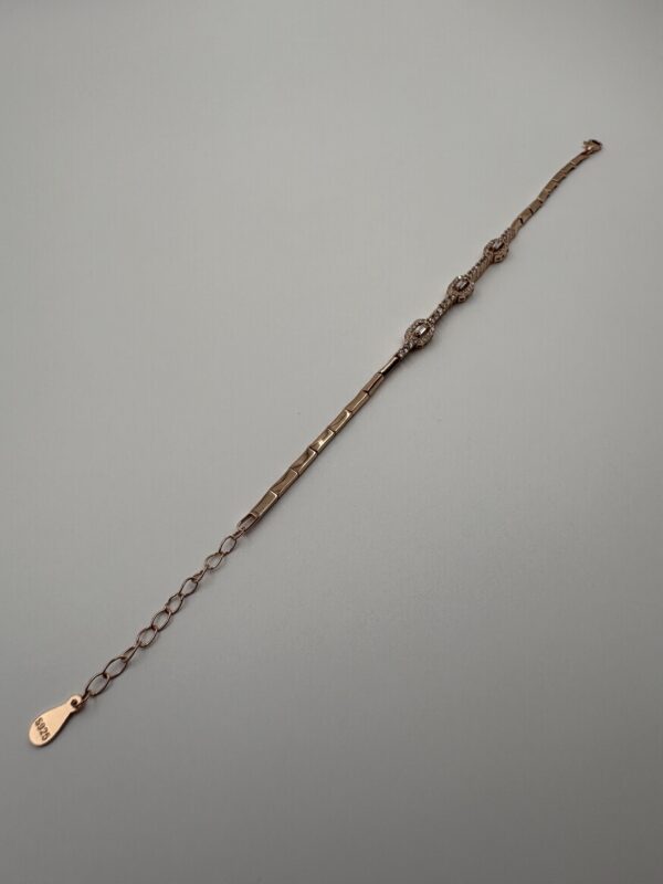 92.5 Sterling Silver Baguette CZ Link Bracelet - Image 4