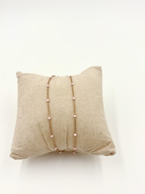 92.5 Sterling Silver Chain with Delicate Pink Beads
