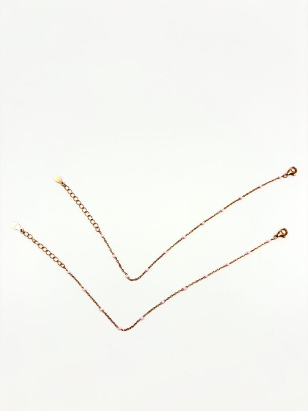 92.5 Sterling Silver Chain with Delicate Pink Beads - Image 3