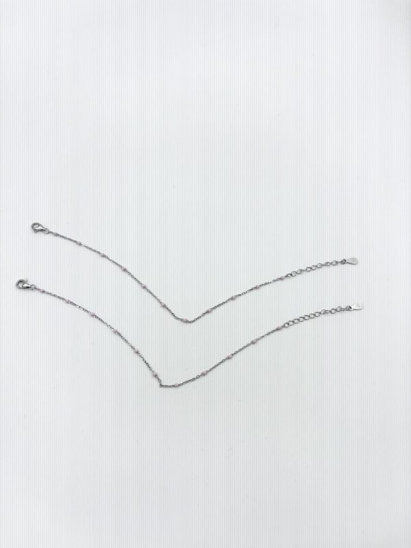 92.5 Sterling Silver Chain with Delicate Pink Beads - Image 5