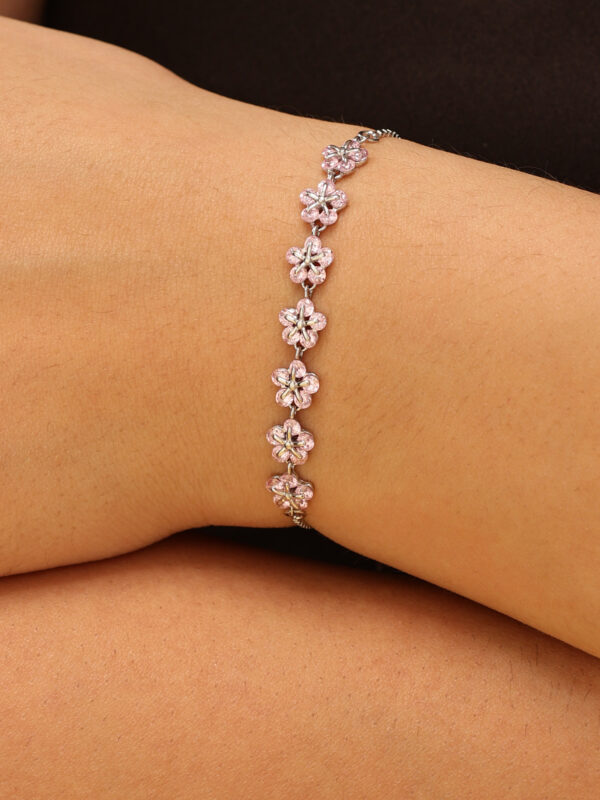 92.5 Sterling Silver Cherry Blossom Bracelet