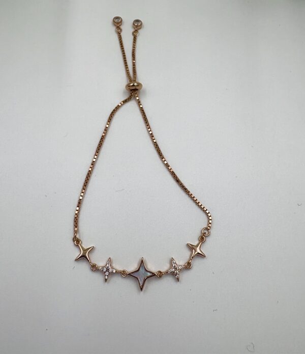 92.5 Sterling RoseGold Starry Charm Bracelet - Image 3