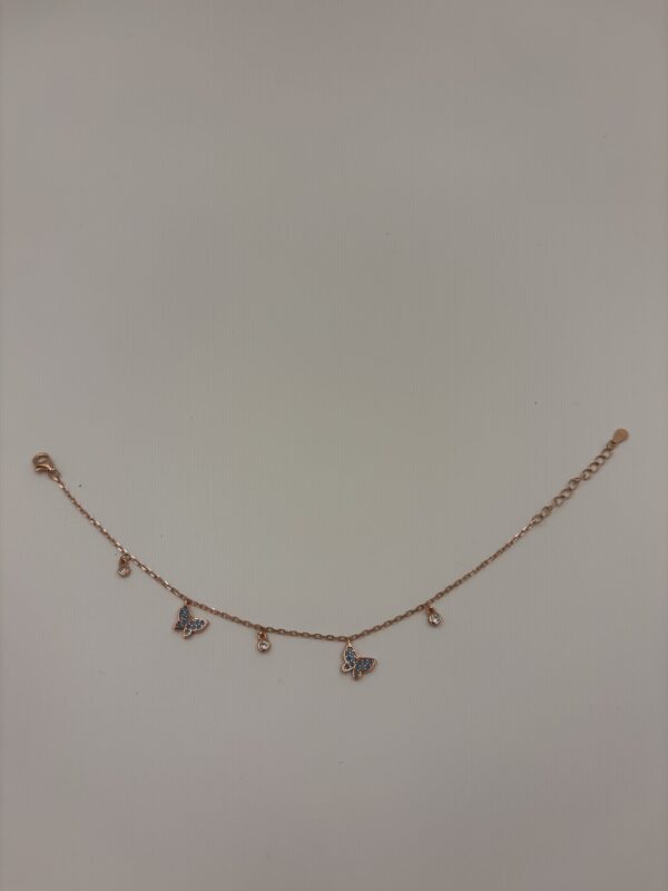 Sterling Silver Butterfly Charm Bracelet with CZ Accents - Image 3