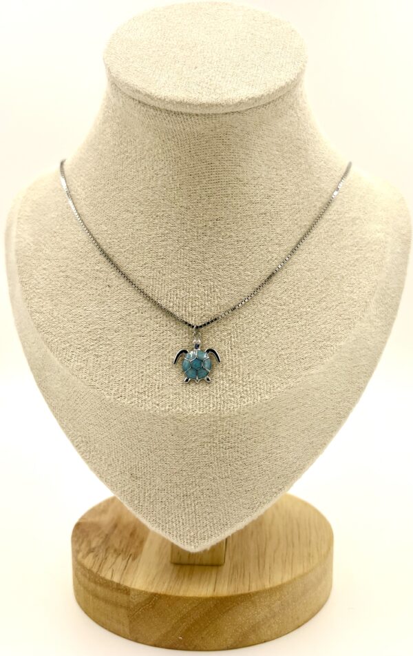 92.5 Sterling Silver Turquoise Turtle Necklace