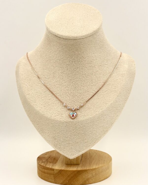 92.5 Sterling Silver Heart Crystal Necklace - Image 2