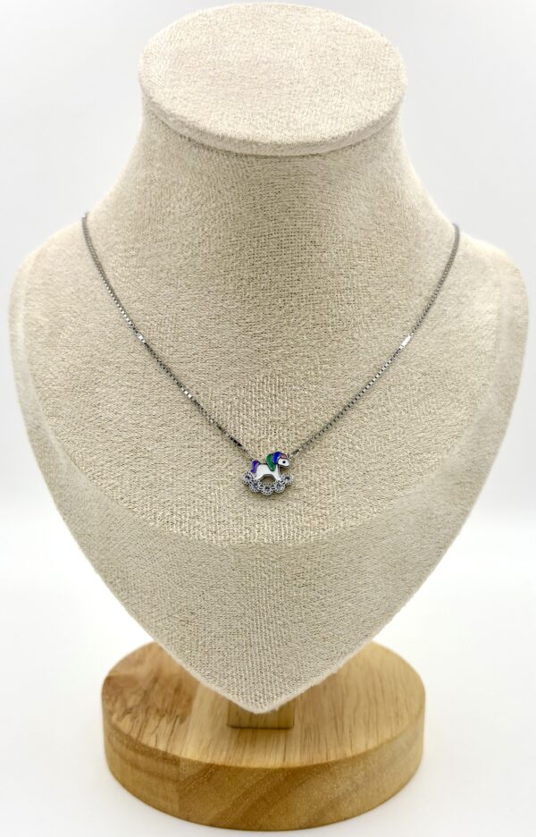 92.5 Sterling Silver Unicorn Necklace - Image 2