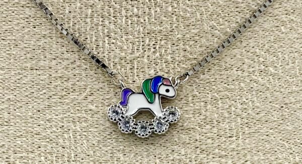 92.5 Sterling Silver Unicorn Necklace