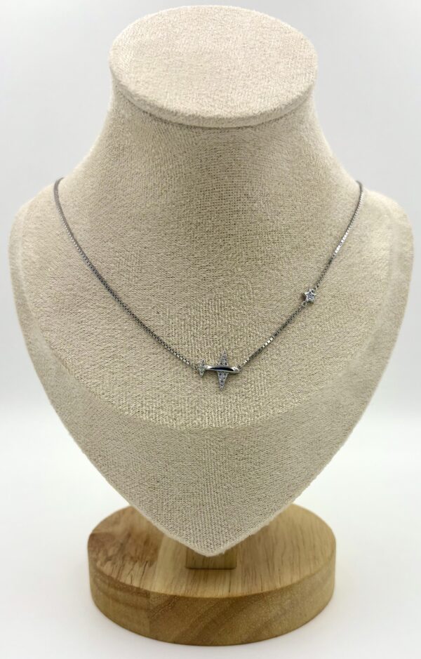 92.5 Sterling Silver Plane & Star Necklace
