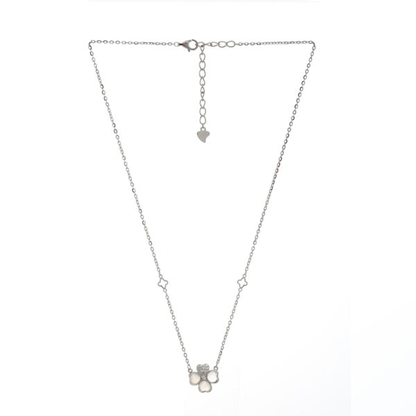 92.5 Sterling Silver Clover Heart Pendant Necklace - Image 2