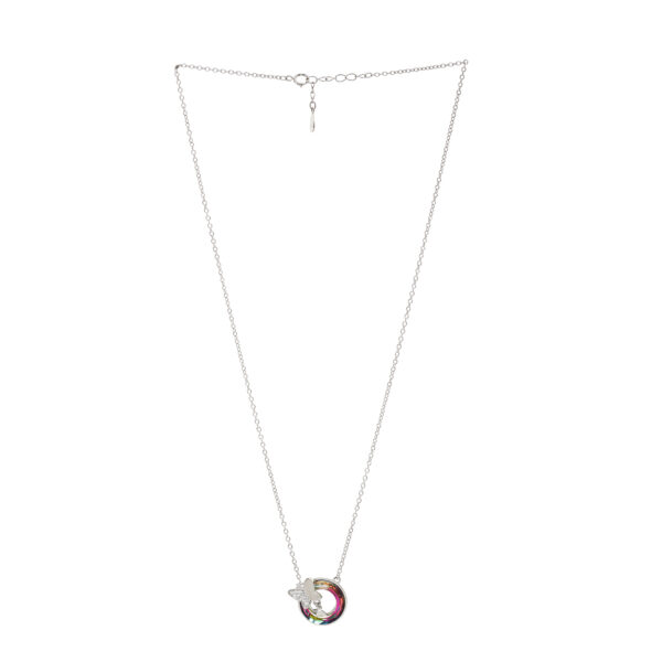 92.5 Sterling Silver Butterfly Rainbow Pendant Necklace - Image 2