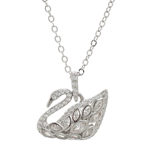 92.5 Sterling Silver Elegant Swan Pendant Necklace