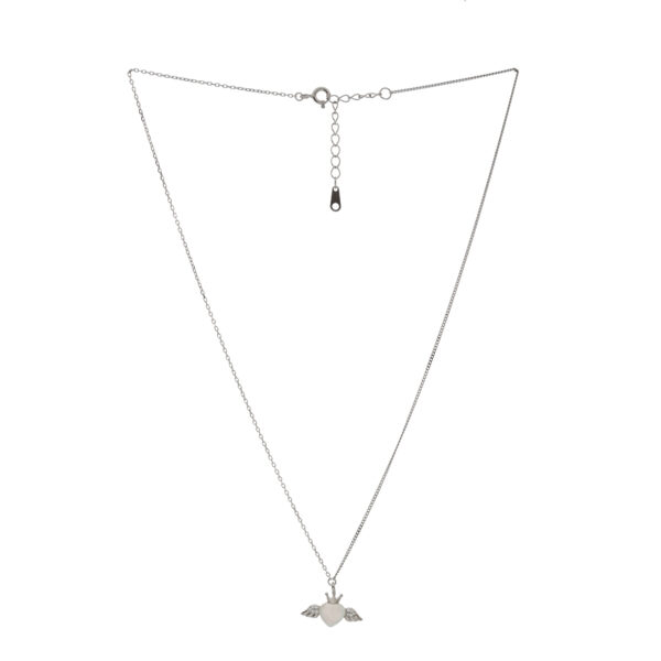 92.5 Sterling Silver Winged Crown Heart Necklace - Image 2