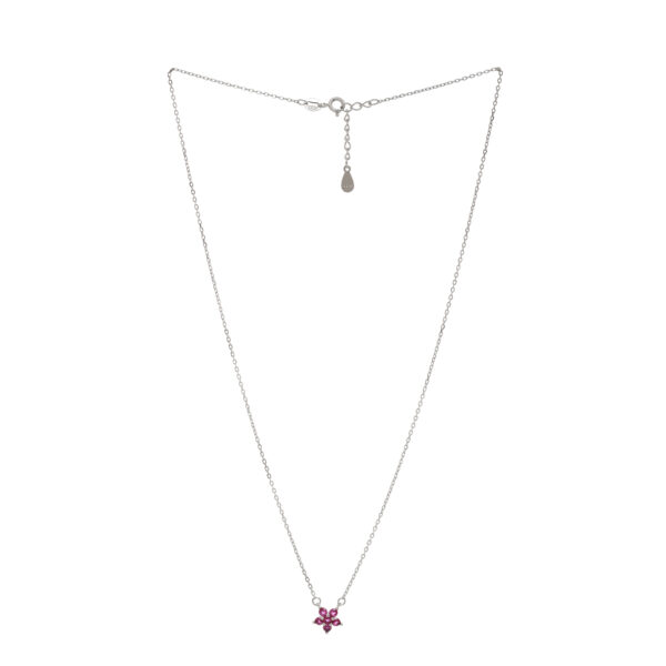 92.5 Sterling Silver Ruby Blossom Pendant Necklace - Image 2