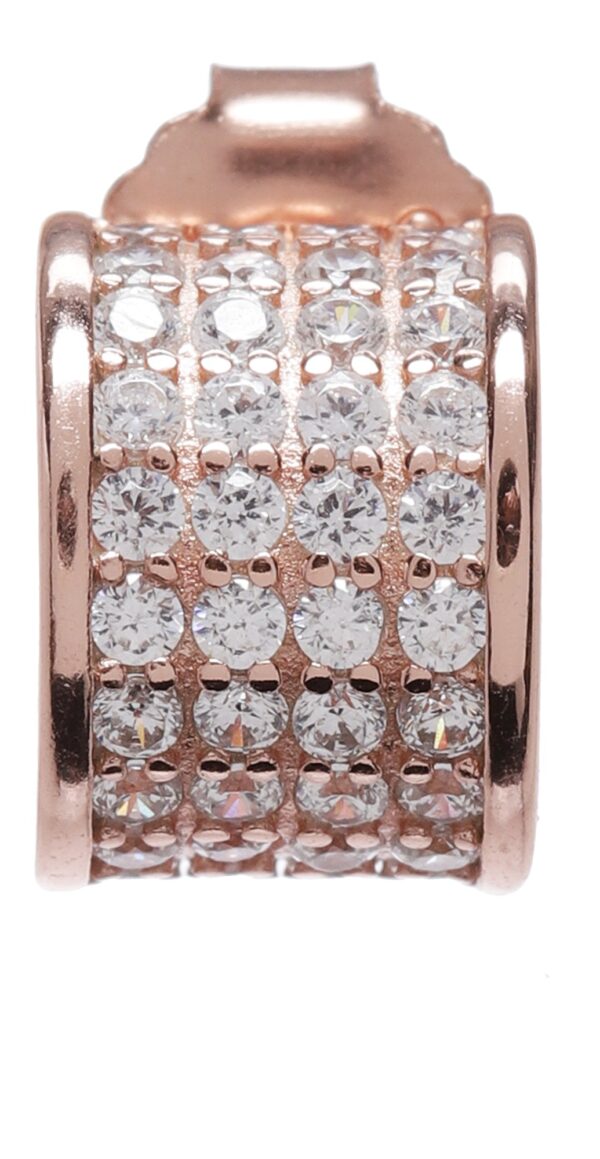 92.5 Sterling Silver Radiant Pave Hoop Earrings - Image 4