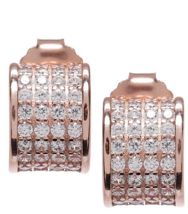 92.5 Sterling Silver Radiant Pave Hoop Earrings - Image 3