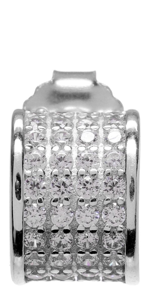 92.5 Sterling Silver Radiant Pave Hoop Earrings - Image 2