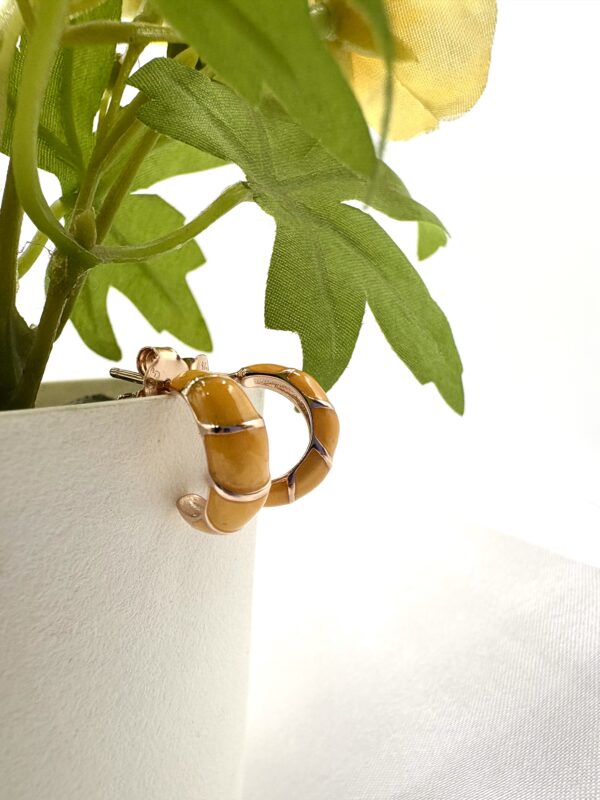92.5 Sterling Silver Mustard Enamel Huggie Earrings
