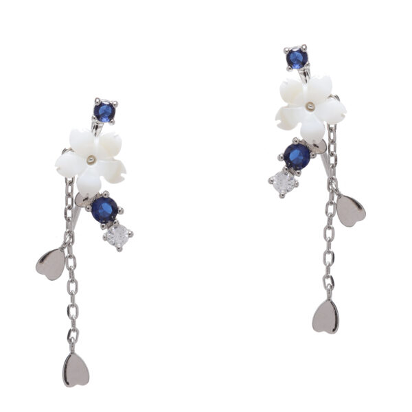 92.5 Sterling Silver Midnight Blossom Dangle Earrings