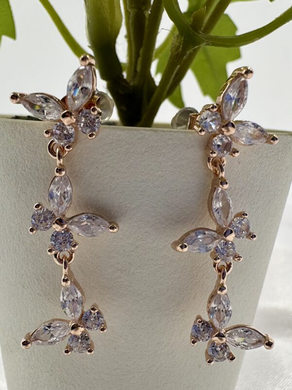 92.5 Sterling Silver Triple Butterfly Dangle Earrings - Image 2