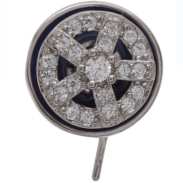 92.5 Sterling Silver Enamel Wheel Stud Earrings - Image 2