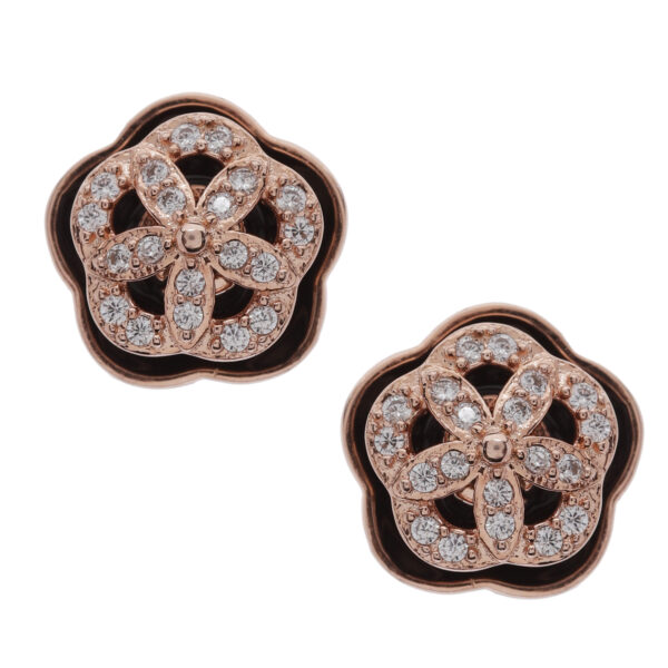 92.5 Sterling Silver Floral Enamel Stud Earrings