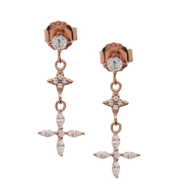 92.5 Sterling Silver Cross Drop Earrings