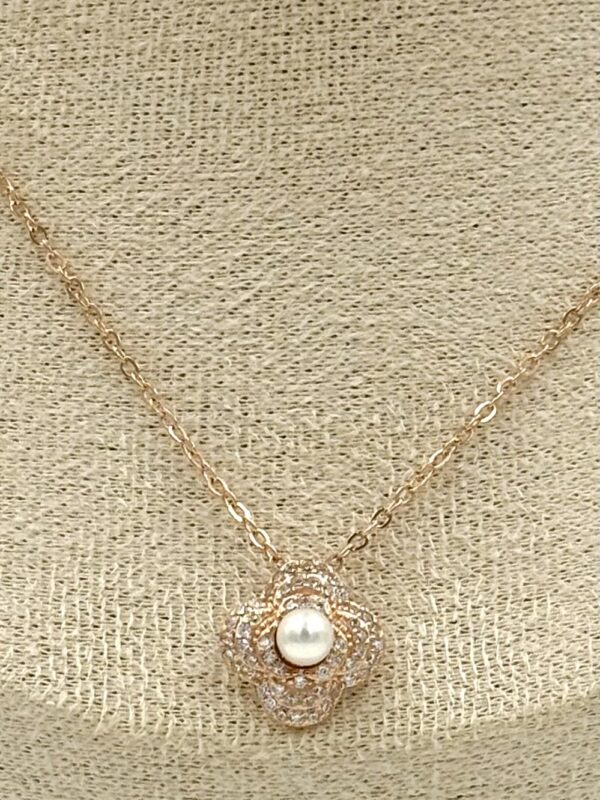 92.5 Sterling Silver Blush Bloom Pearl Pendant Necklace - Image 2