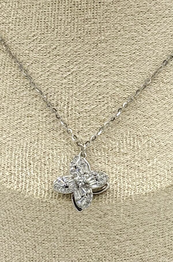 92.5 Sterling Silver Twilight Bloom Rotating Pendant Necklace - Image 2