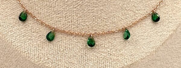 92.5 Sterling Silver Emerald Raindrop Dainty Necklace - Image 2
