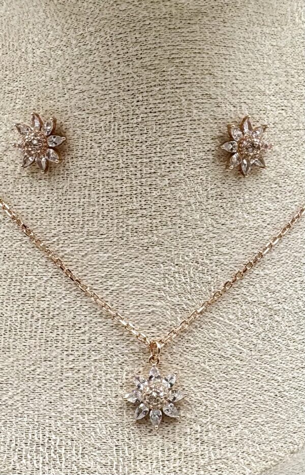 92.5 Sterling Silver Celestial Radiance Necklace & Stud Earrings Set - Image 2