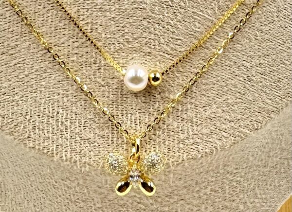 92.5 Sterling silver Serenity Bloom Dual Chain Necklace - Image 2