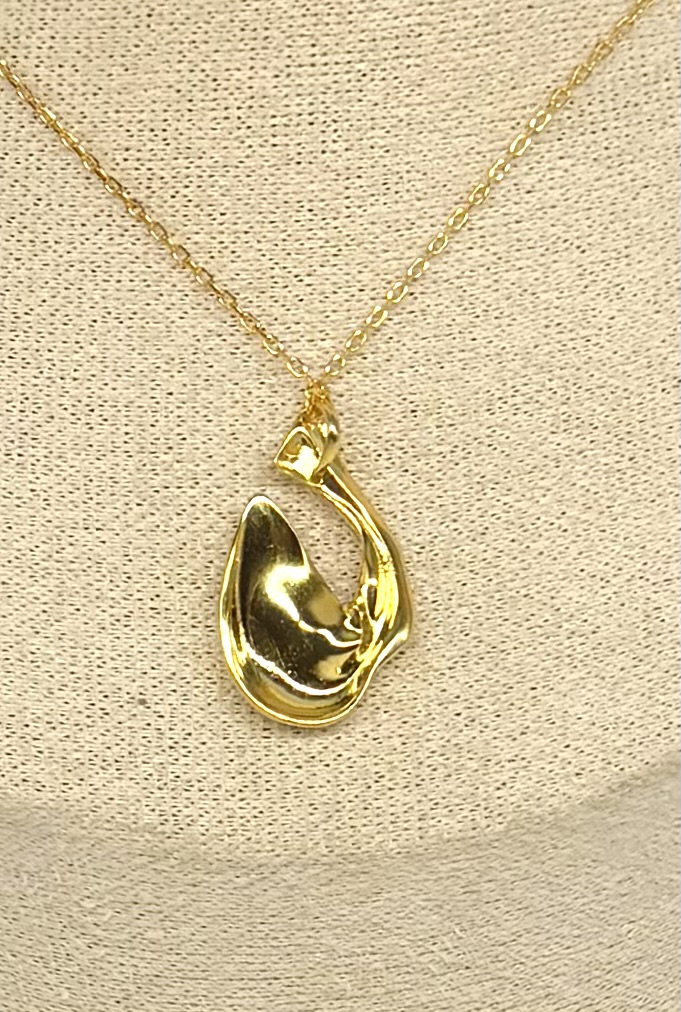 Abstract Art Pendant Necklace – 92.5 Sterling Silver (Gold Plated - Image 2