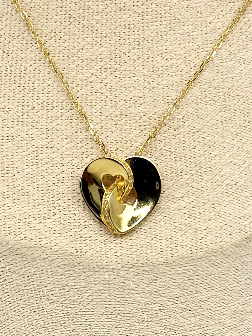 Classic Heart Pendant Necklace – 92.5 Sterling Silver (Gold Plated) - Image 2
