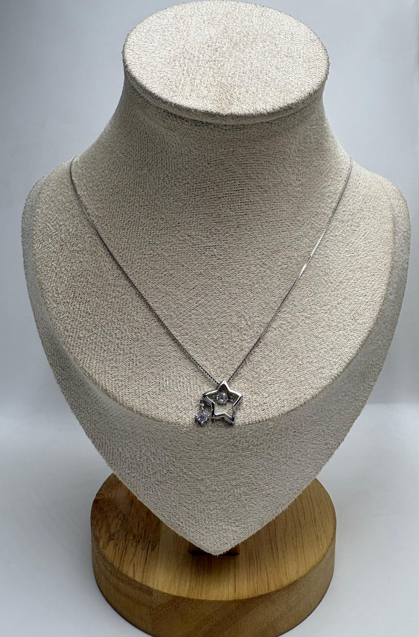 92.5 Sterling Silver Twin Star Charm Pendant Chain