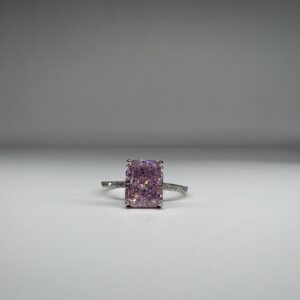 92.5 Sterling Silver Pink Radiance Cushion CZ Ring
