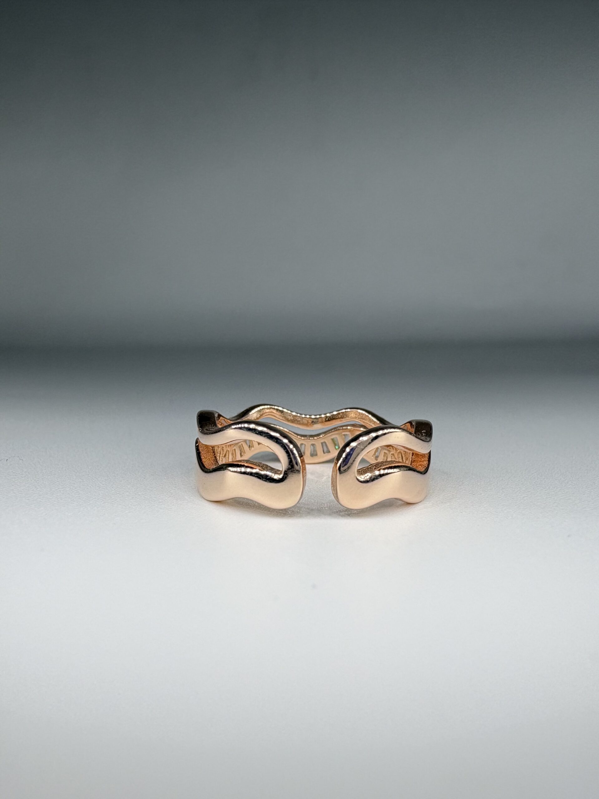 92.5 Sterling Silver Wave Pearl CZ Adjustable Ring - Image 2