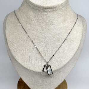 92.5 Sterling Silver Dual Frame Pearl Pendant Chain
