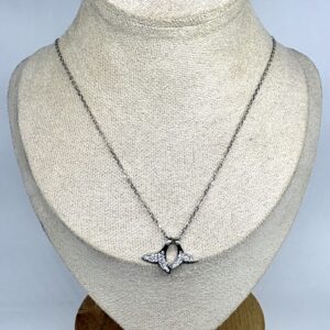 92.5 Sterling Silver Twin Wing CZ Pendant Chain