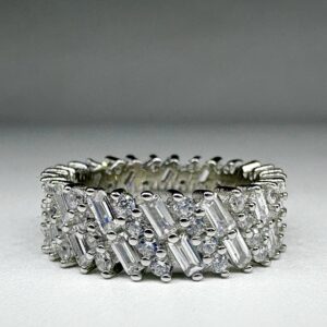 92.5 Sterling Silver Luxe Baguette CZ Eternity Ring
