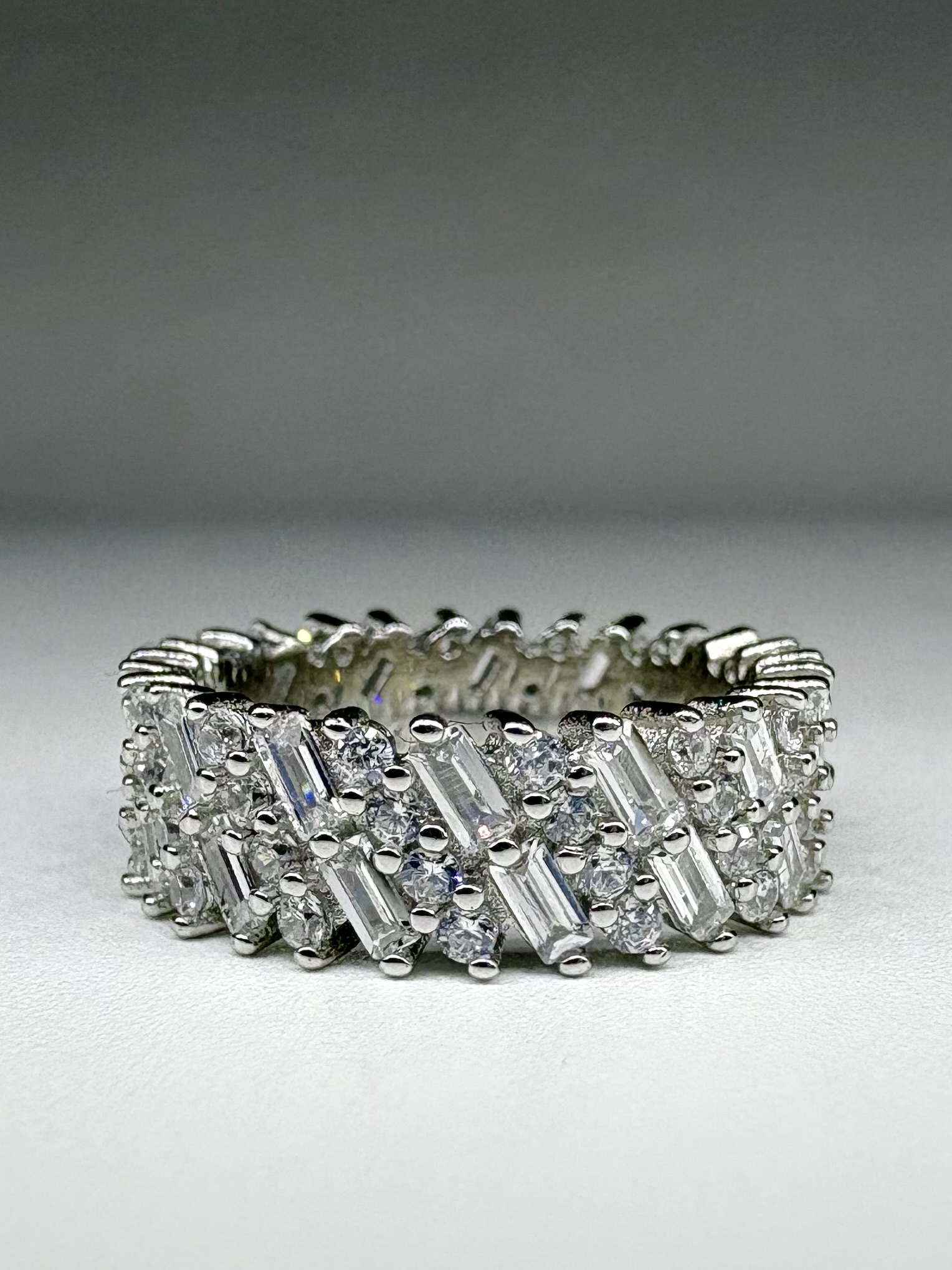 92.5 Sterling Silver Luxe Baguette CZ Eternity Ring