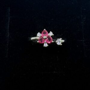 92.5 Sterling Silver Ruby Bloom Adjustable Ring