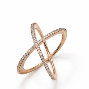 92.5 Sterling Silver Criss-Cross Sparkle Ring