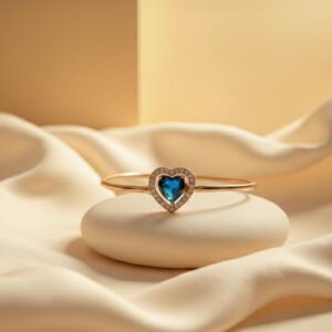 92.5 Sterling Silver Blue Heart Halo Bracelet