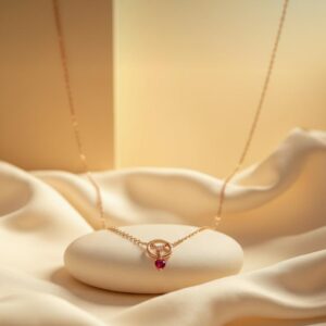 92.5 Sterling Silver Ruby Drop Heart Pendant Chain