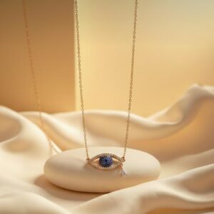 92.5 Sterling Silver Evil Eye Drop Pendant Chain