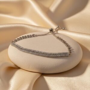 92.5 Sterling Silver Double Sparkle Adjustable Bracelet